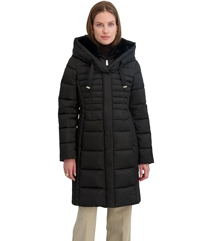 Amazon.com: Laundry by Shelli Segal Womens Faux-Fur Trim Hooded